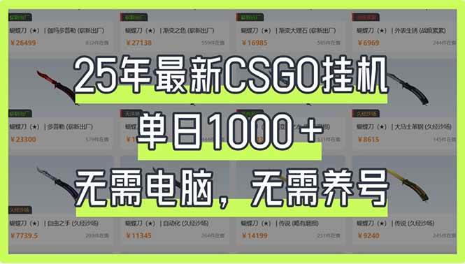 （14178期）25年最新CSGO挂机系统，单日1000+，无需电脑，无需养号，0基础可上手-旭彭网络资源基地