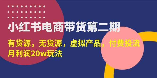 （14186期）小红书电商带货第二期，有货源，无货源，虚拟产品，付费投流，月利润20w-旭彭网络资源基地